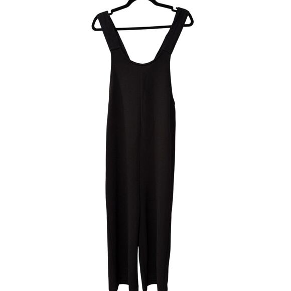 Madewell XS Texture&Thread Textured Knit Wide Leg Jumpsuit Crop Overalls Black - Picture 2 of 8